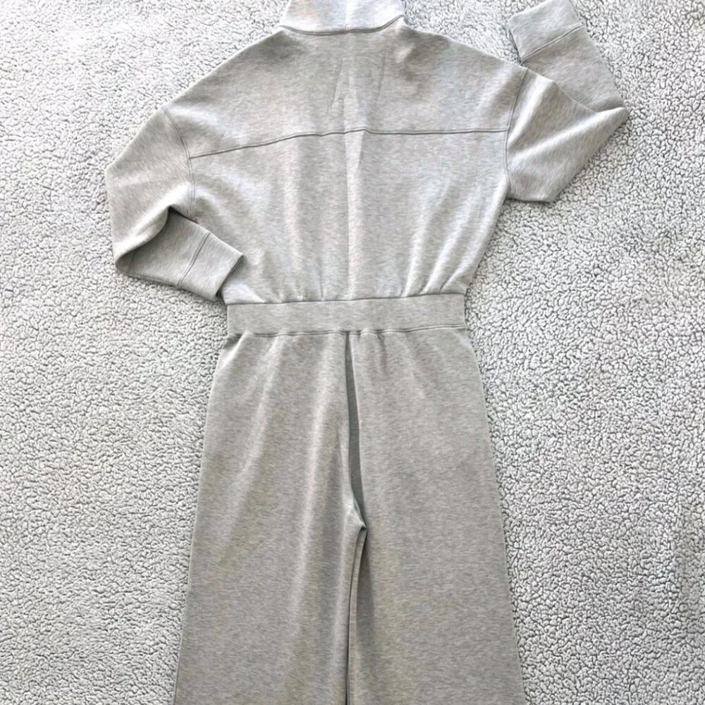 SPANX Air Essentials Jumpsuit Women's XL Wide Leg Half Zip Light Gray NEW - Picture 3 of 13